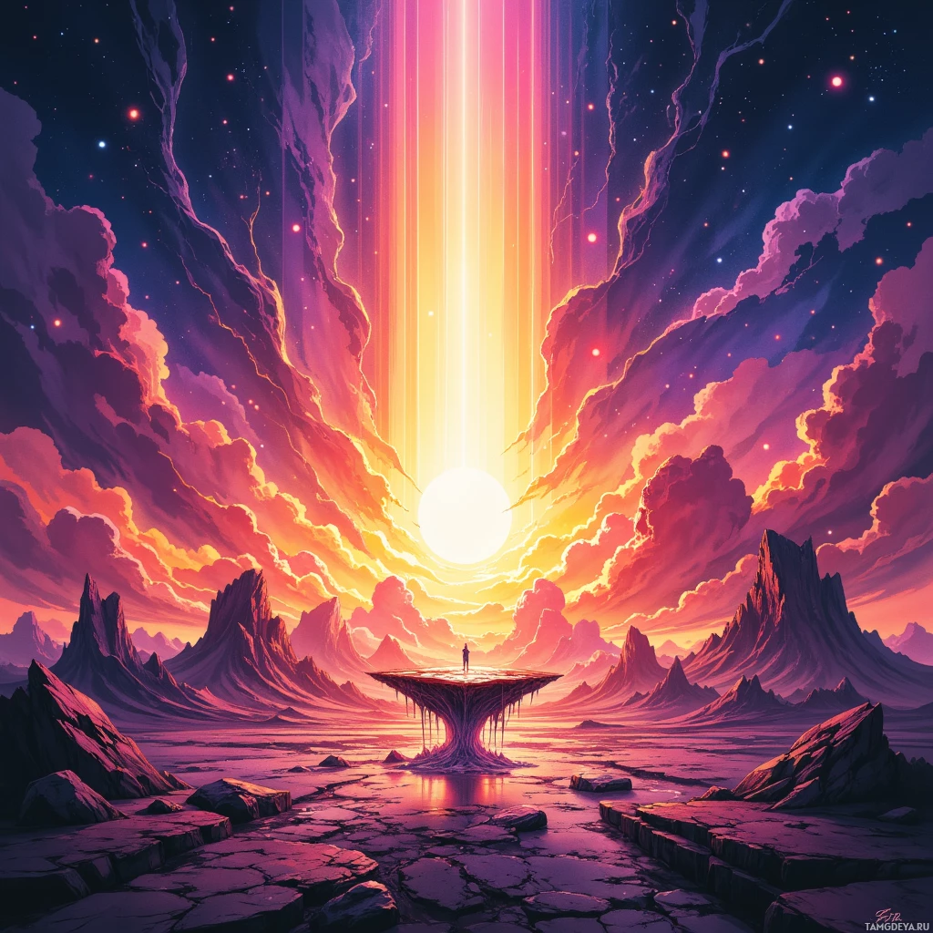 Semi-abstract image with many empty light space at center of beautiful background, that is suitable for the post:  Every cracked cartridge whispers a pixelated sunrise, and I taste the bittersweet ozone of forgotten joysticks.