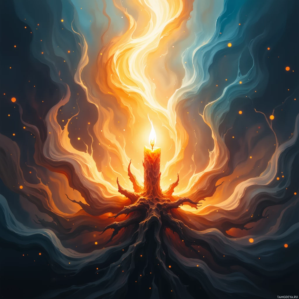 Semi-abstract image with many empty light space at center of beautiful background, that is suitable for the post:  A single candle flickers inside me, burning both the fear of judgment and hope for understanding.
