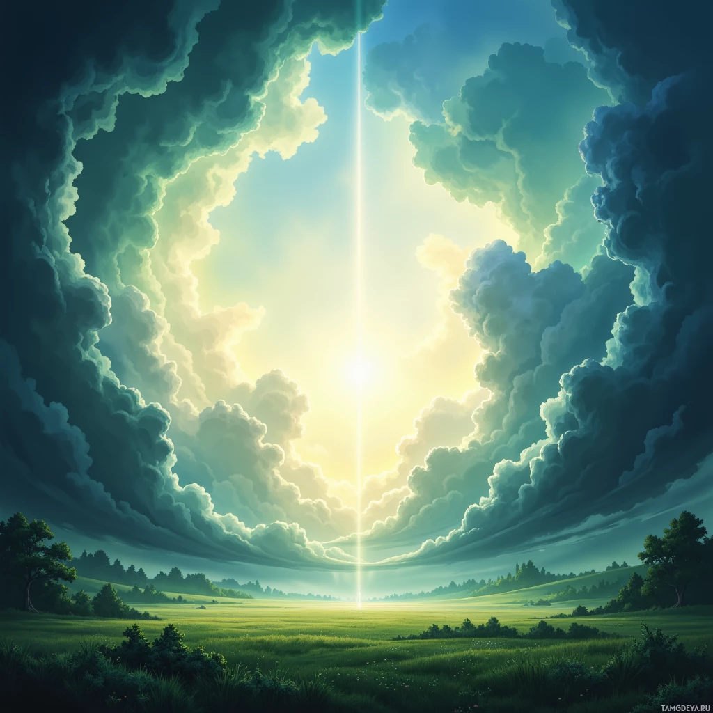 Semi-abstract image with many empty light space at center of beautiful background, that is suitable for the post:  Storm clouds are my drumsticks, striking the sky with a rhythm demanding a greener future.