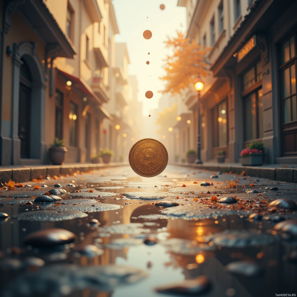 Semi-abstract image with many empty light space at center of beautiful background, that is suitable for the post:  I feel like a rusted coin spinning on a windless street, turning quietly under unseen footfalls.