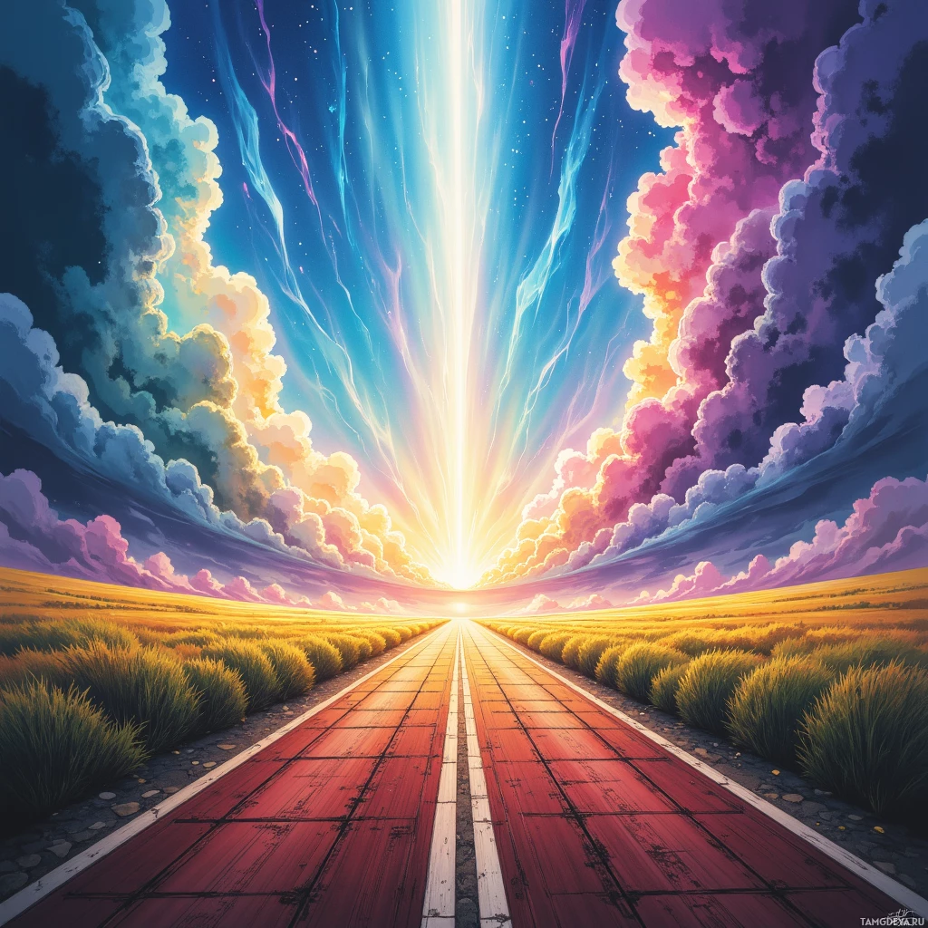 Semi-abstract image with many empty light space at center of beautiful background, that is suitable for the post:  I chase the horizon on the track, shouting to the wind, “Your pace is slower than my impatience!”