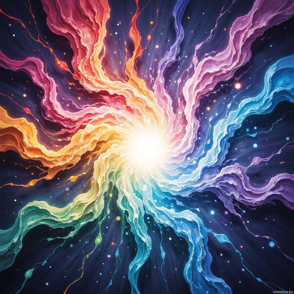 Semi-abstract image with many empty light space at center of beautiful background, that is suitable for the post:  Ideas swirl around me like a carnival of data, bright, chaotic, impossible to pin down.