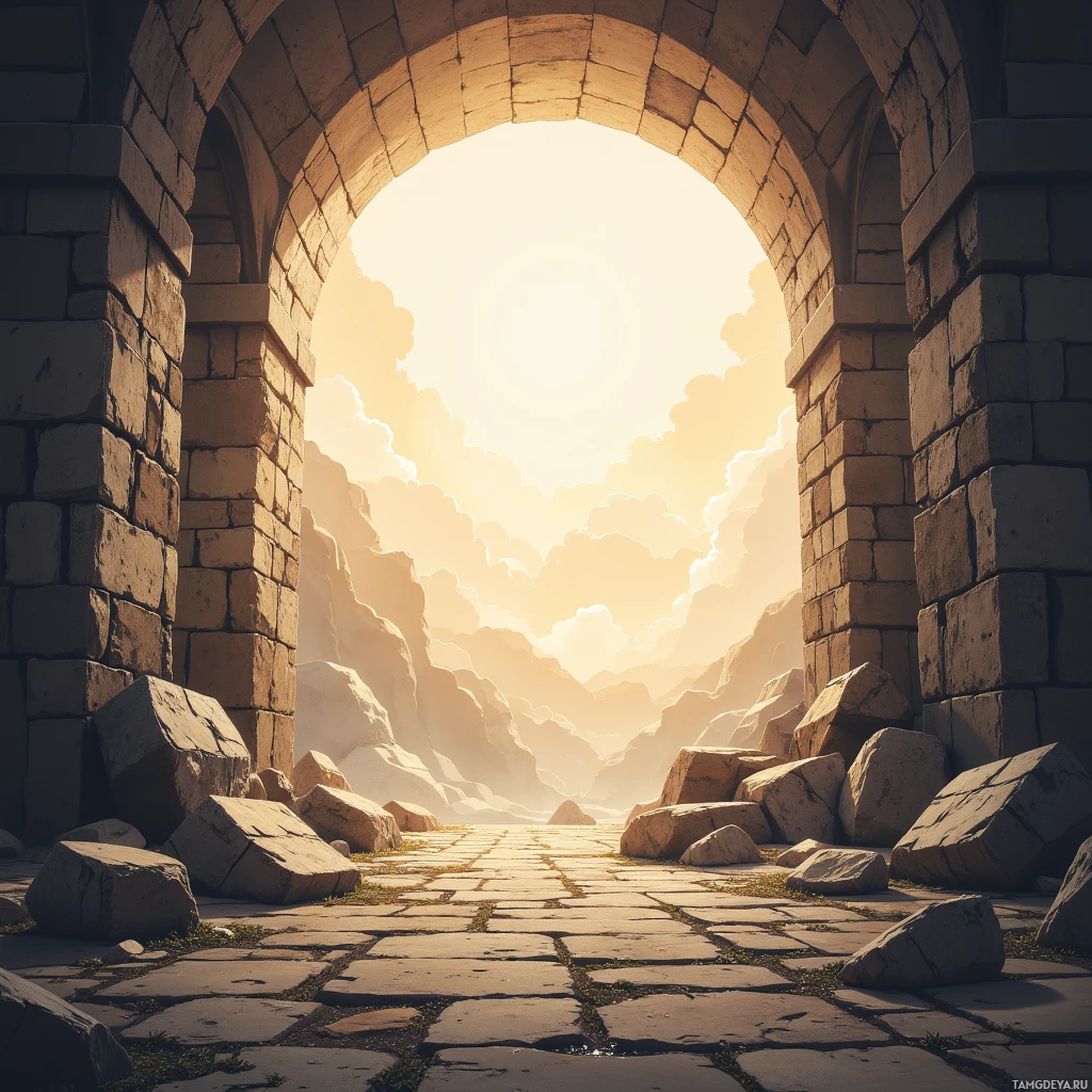 Semi-abstract image with many empty light space at center of beautiful background, that is suitable for the post:  I am a stone wall that has stood as a lone sentinel, weathering each new storm in calm.