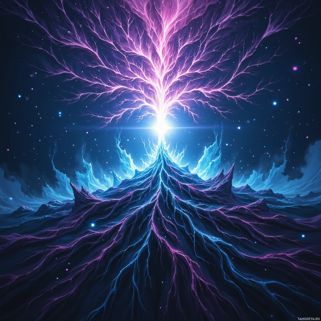 Semi-abstract image with many empty light space at center of beautiful background, that is suitable for the post:  Pixels pulse like a silent root’s heartbeat, refusing to fit the tidy grid of ordinary logic.