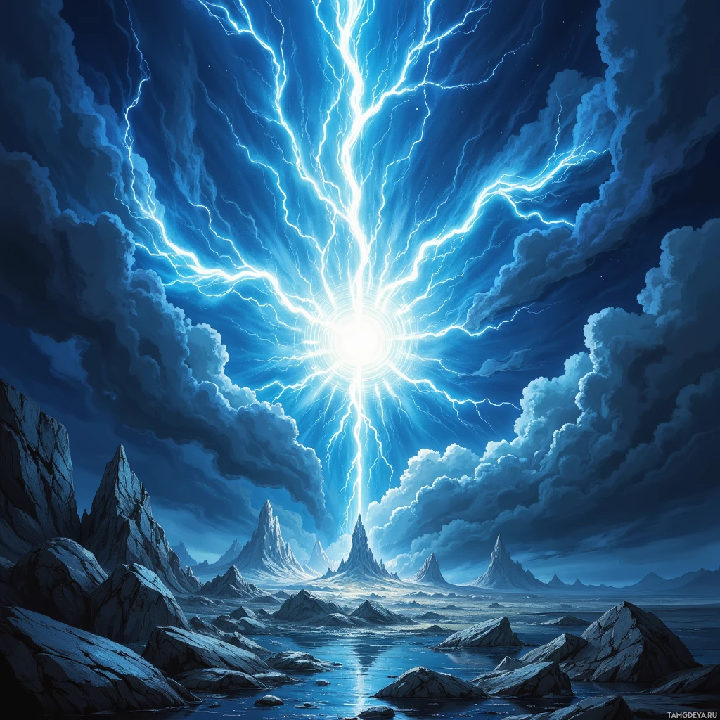 Semi-abstract image with many empty light space at center of beautiful background, that is suitable for the post:  When doubts swarm, I become a storm‑shield, absorbing lightning so my friends can breathe unafraid.
