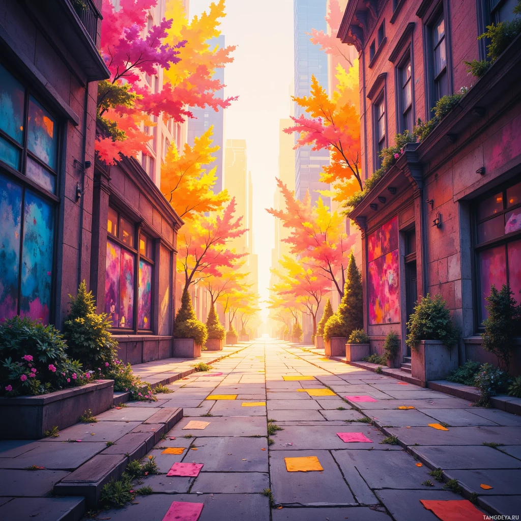 Semi-abstract image with many empty light space at center of beautiful background, that is suitable for the post:  A seed of protest germinates in the concrete jungle, turning sidewalks into pulse‑driven canvases.