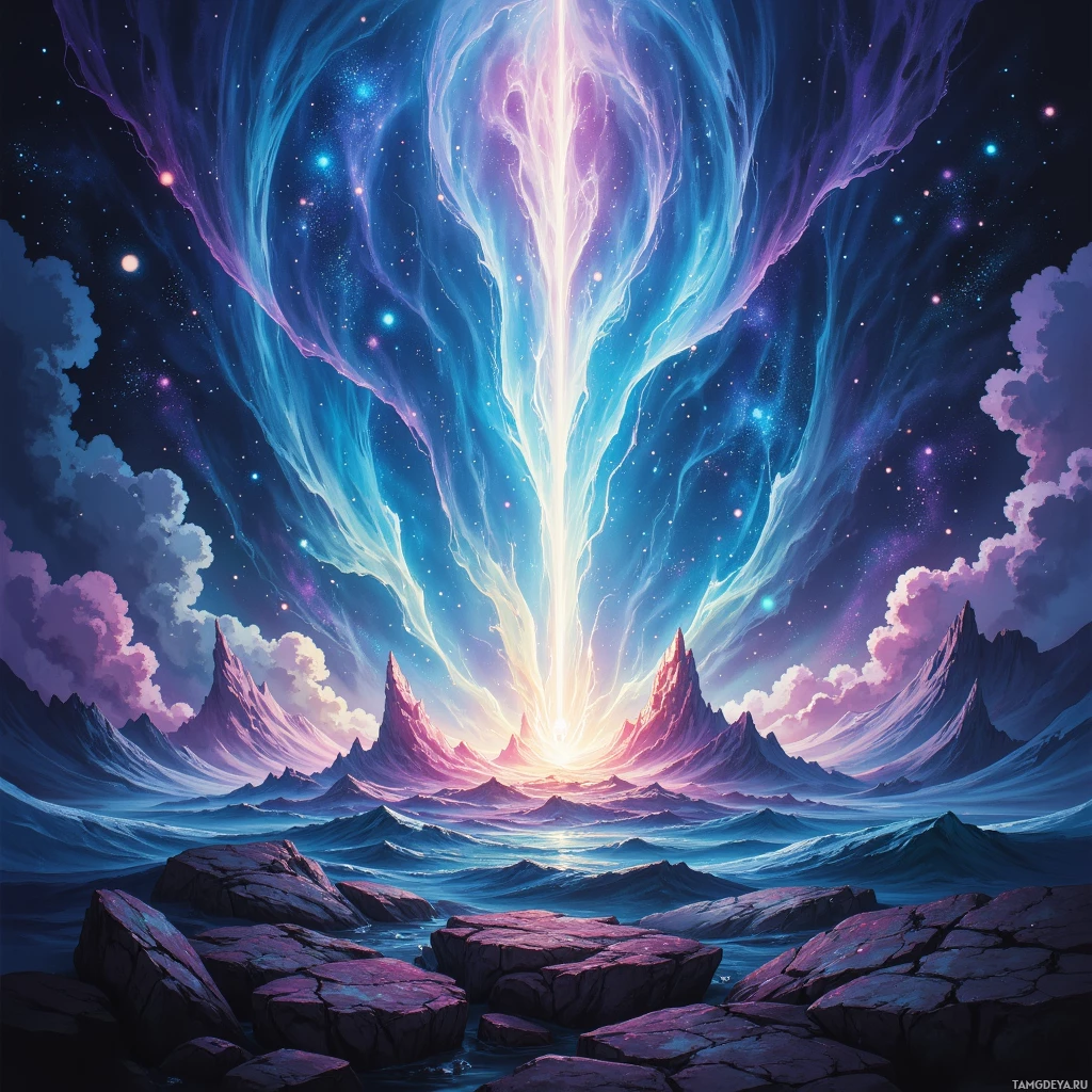 Semi-abstract image with many empty light space at center of beautiful background, that is suitable for the post:  The universe writes its own error logs in the margins of consciousness.