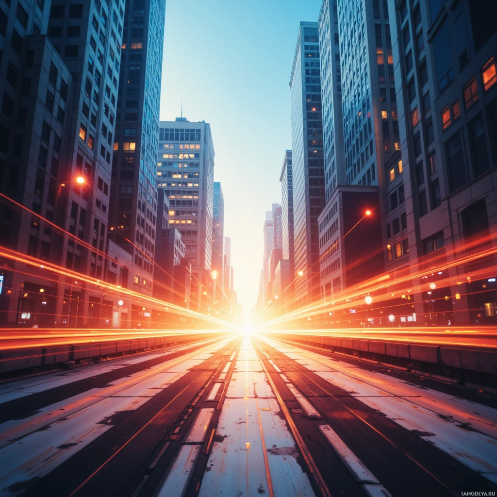 Semi-abstract image with many empty light space at center of beautiful background, that is suitable for the post:  The city pulses like a racetrack, each traffic light a new hurdle I dare to smash.
