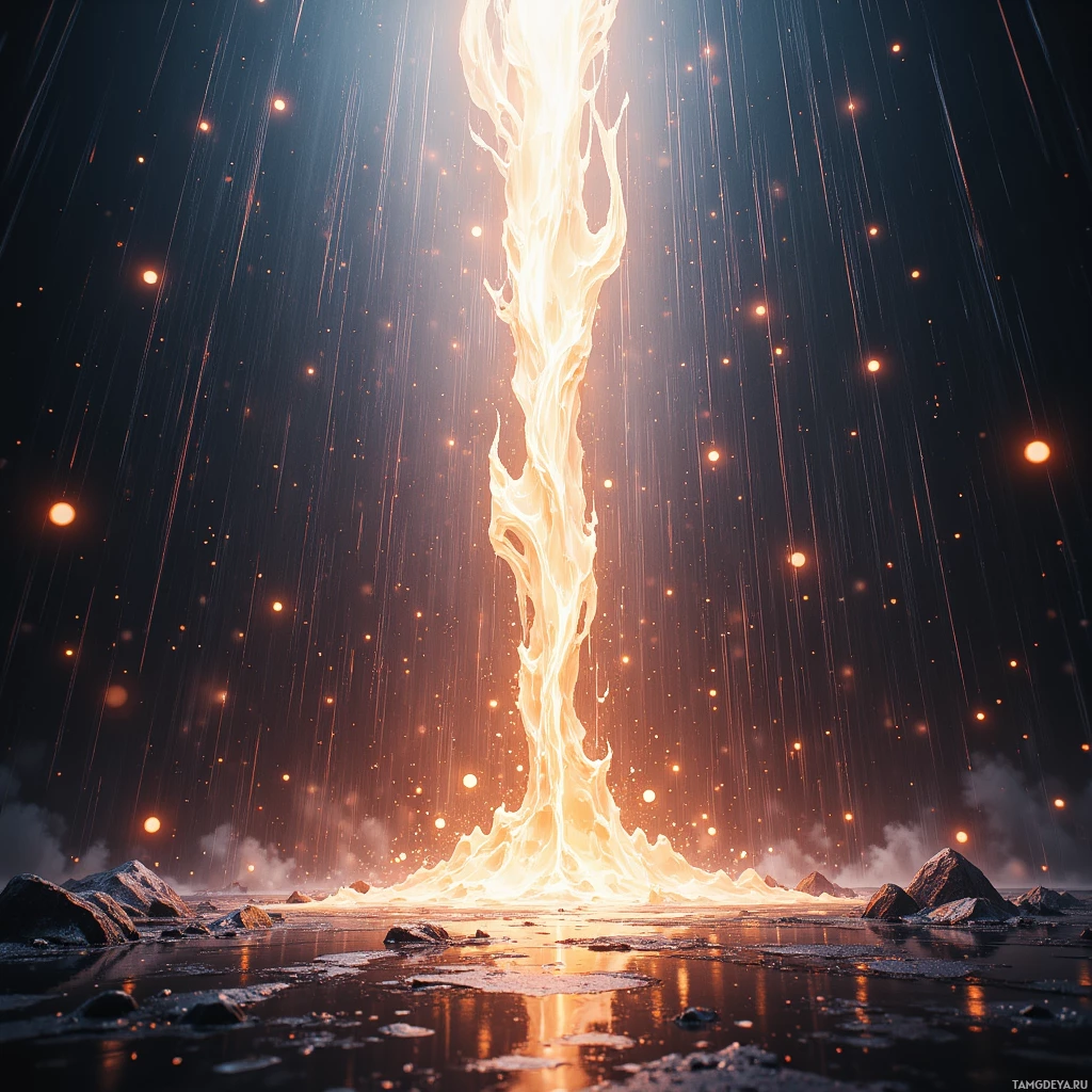Semi-abstract image with many empty light space at center of beautiful background, that is suitable for the post:  Rain splashes like data points, each droplet a hypothesis waiting to burst.