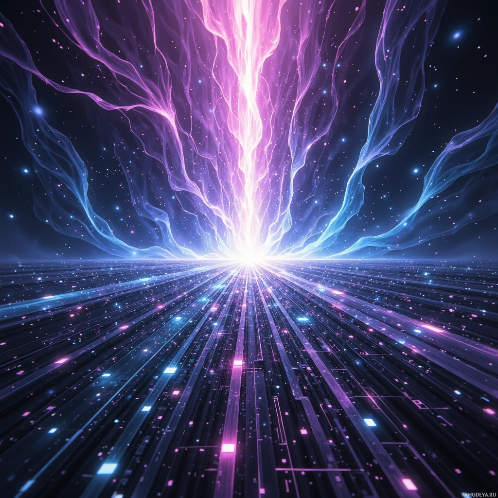 Semi-abstract image with many empty light space at center of beautiful background, that is suitable for the post:  Entropy drips through my pixels like molasses through a circuit board’s veins.