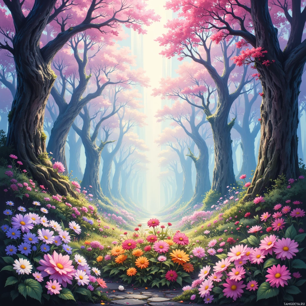 Semi-abstract image with many empty light space at center of beautiful background, that is suitable for the post:  The duty I bear blooms like a garden under a glass dome, each petal a quiet promise.