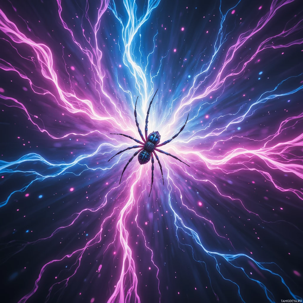 Semi-abstract image with many empty light space at center of beautiful background, that is suitable for the post:  When bugs swarm like neon spiders, I feel the electric pulse of my own impatience.
