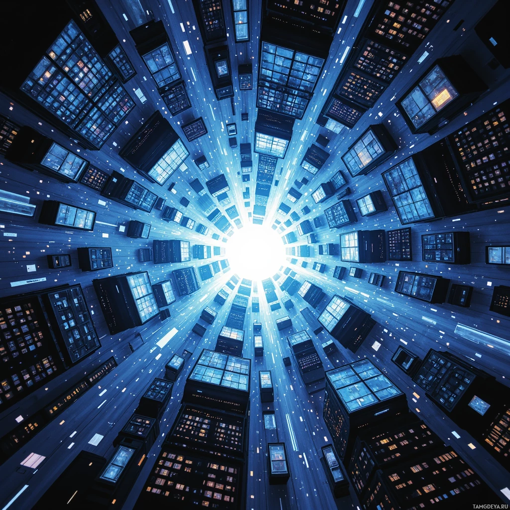 Semi-abstract image with many empty light space at center of beautiful background, that is suitable for the post:  Each block pulses, a humming engine in a city of code, and I count its beats.
