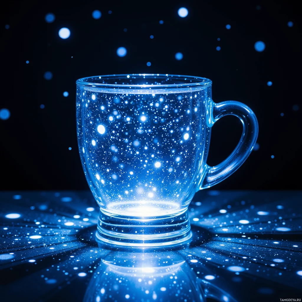 Semi-abstract image with many light, that is suitable for the post:  Translucent glass sphere the size of a coffee mug levitates a few millimeters off the table, its interior illuminated by countless tiny LED stars that flicker like constellations and project a shimmering star map onto surrounding walls.