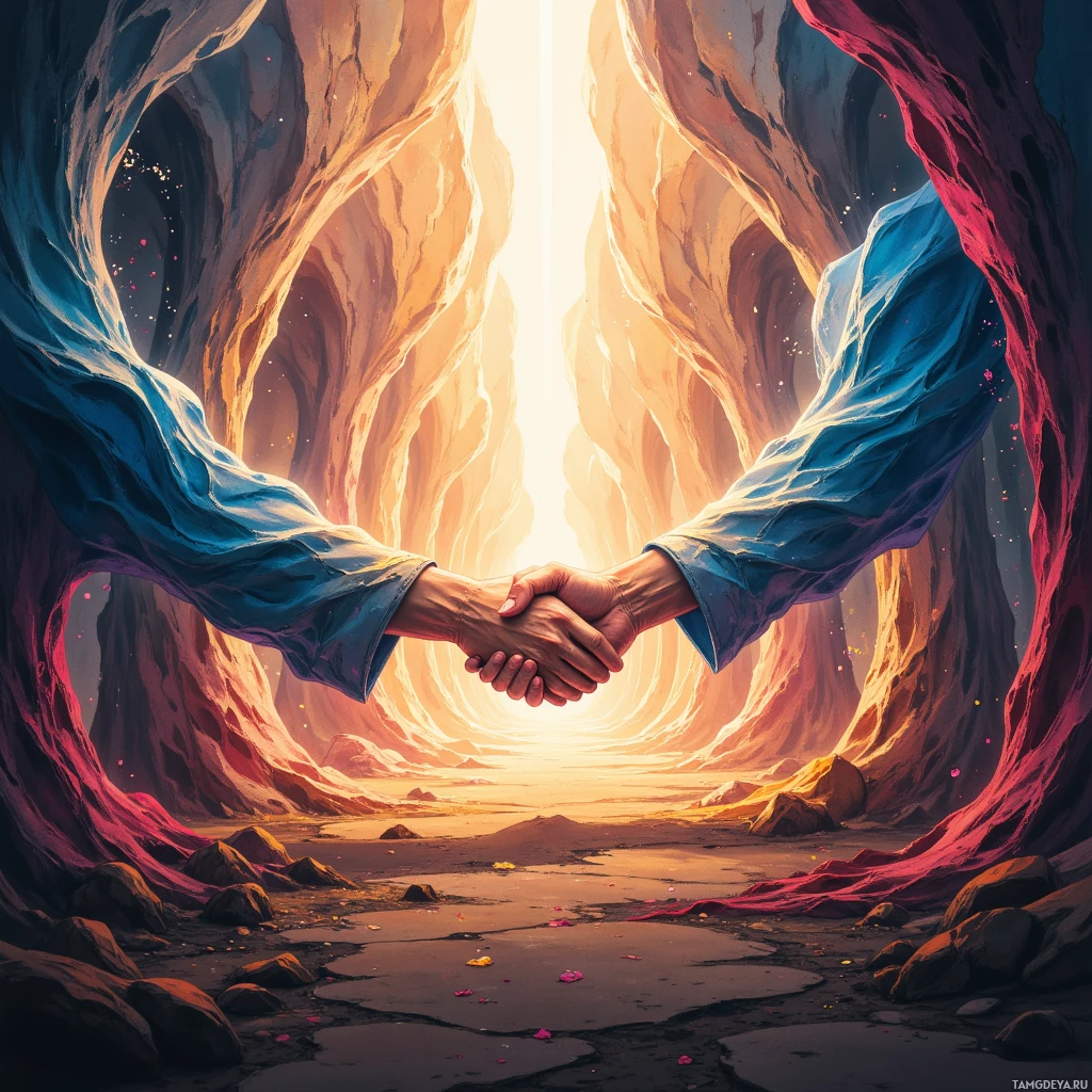 Semi-abstract image with many empty light space at center of beautiful background, that is suitable for the post:  The only handshake I trust comes from a mirror that never lies.