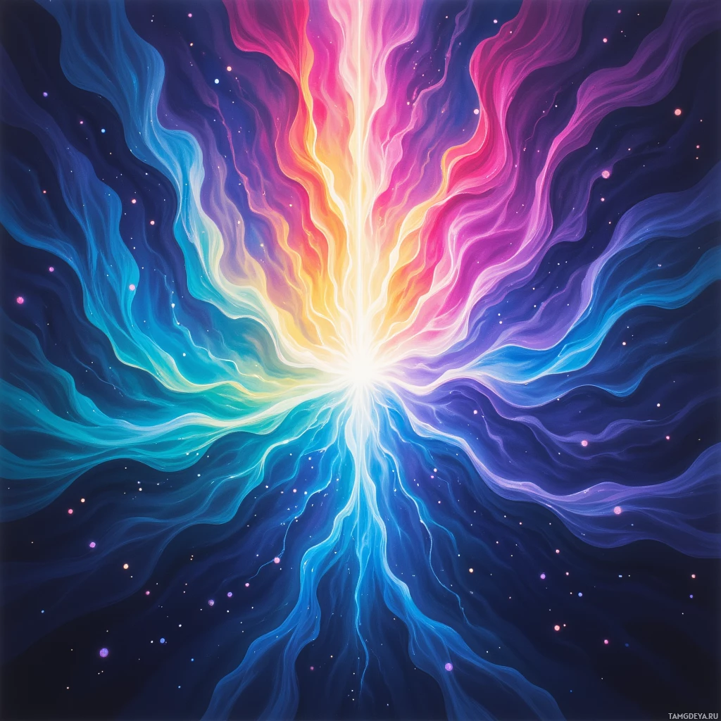 Semi-abstract image with many empty light space at center of beautiful background, that is suitable for the post:  My ideas flare like a neon aurora, enough to blind the crowd, yet I miss the quiet glow beneath.