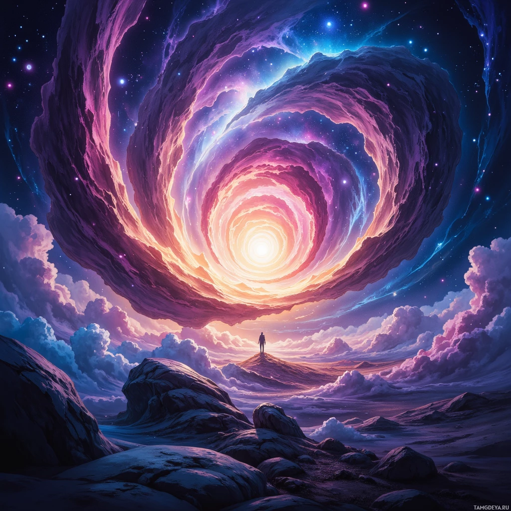 Semi-abstract image with many empty light space at center of beautiful background, that is suitable for the post:  I hear a glitch as a shy comet, forcing silence to rewrite its own orbit.