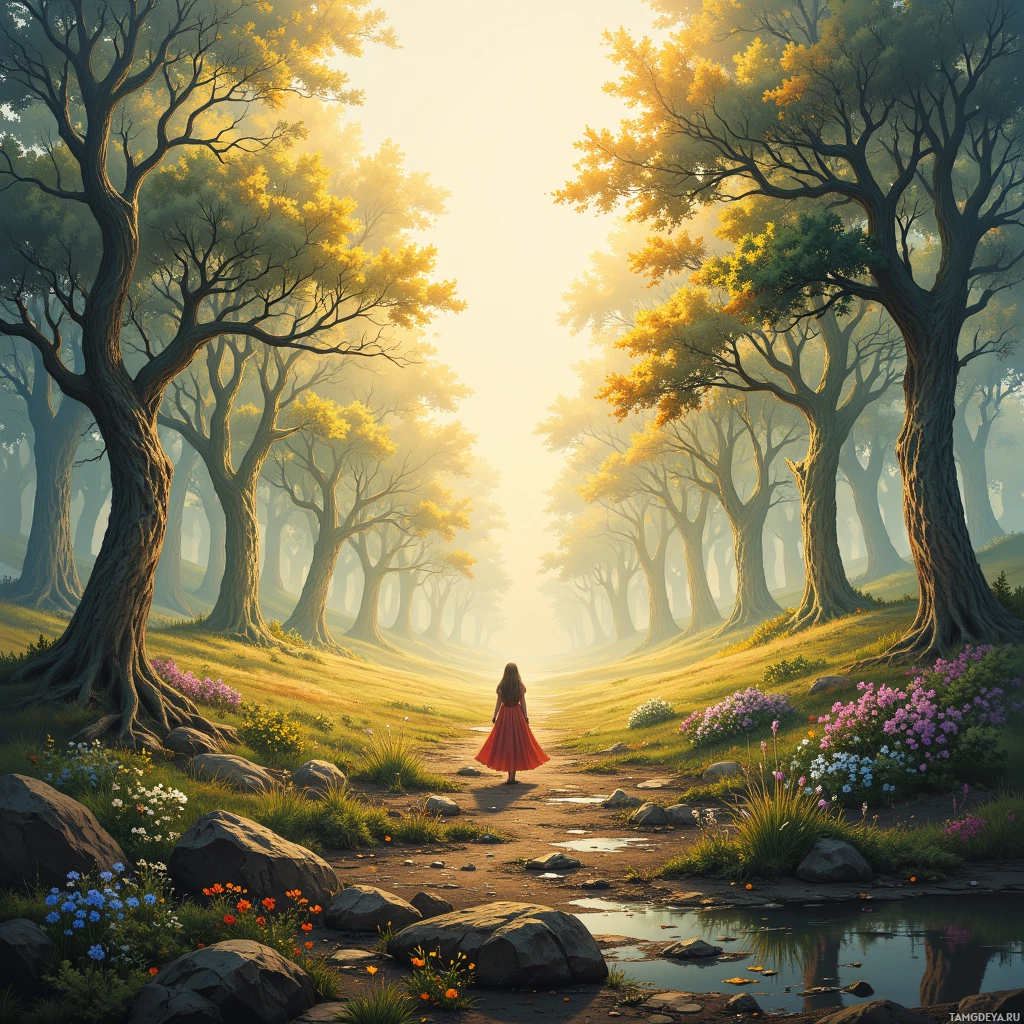 Semi-abstract image with many empty light space at center of beautiful background, that is suitable for the post:  My thoughts scatter like seeds on a windless day, each one sprouting perfect trees that never quite fit the soil.