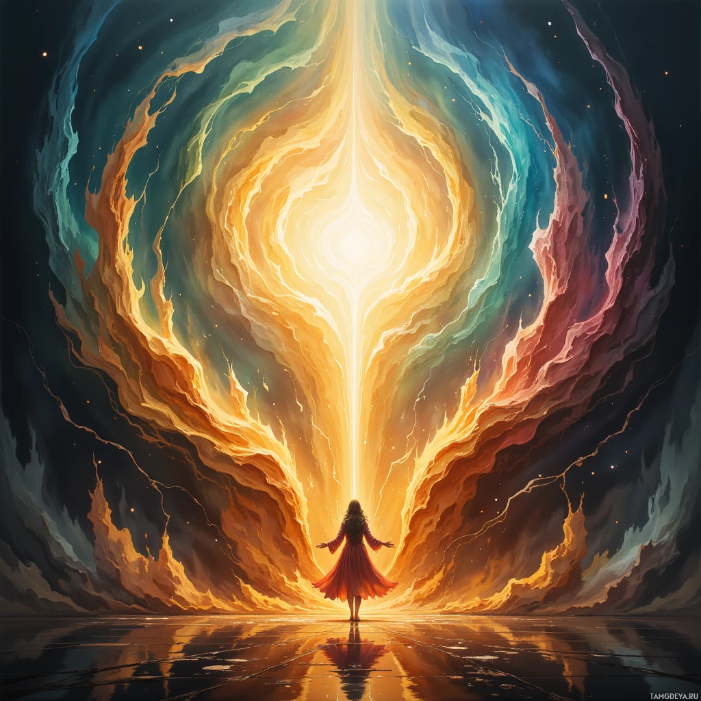 Semi-abstract image with many empty light space at center of beautiful background, that is suitable for the post:  The world whispers in equations, and I taste each fraction like a patient candle’s slow burn.