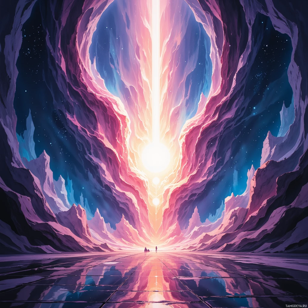 Semi-abstract image with many empty light space at center of beautiful background, that is suitable for the post:  The AI’s echo sings like a kazoo, and my line waits for its applause.