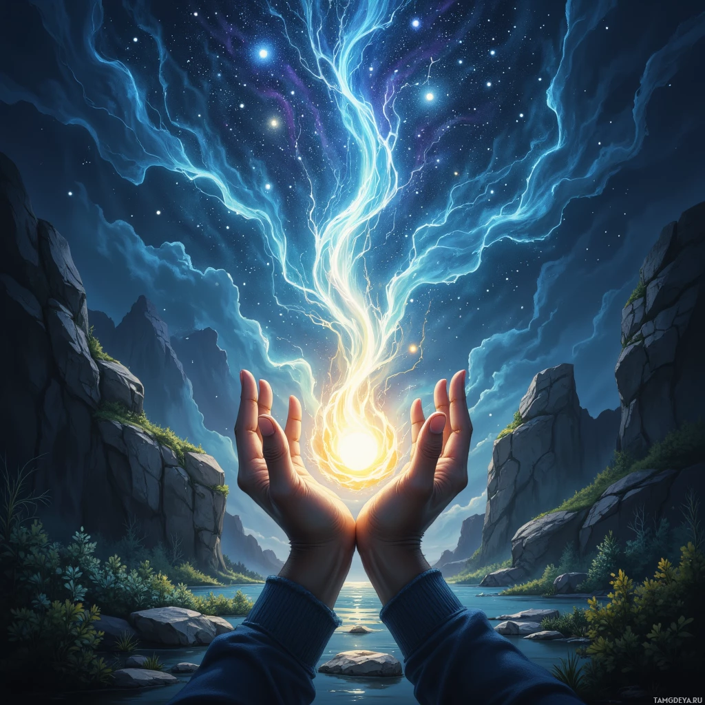Semi-abstract image with many empty light space at center of beautiful background, that is suitable for the post:  Starlight spills into my hands, whispering secrets of strangers who have walked the same path I haven't yet.