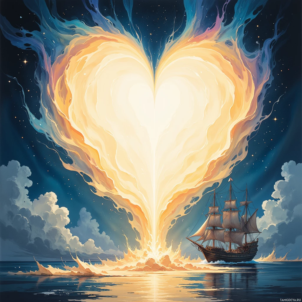 Semi-abstract image with many empty light space at center of beautiful background, that is suitable for the post:  My heart is a quiet harbor, always open to strangers, while my own sails gather dust.