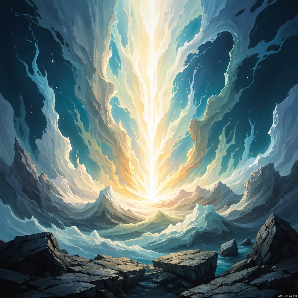 Semi-abstract image with many empty light space at center of beautiful background, that is suitable for the post:  The wind's echo inside my mind becomes the clang of steel, shaping unseen destinies.