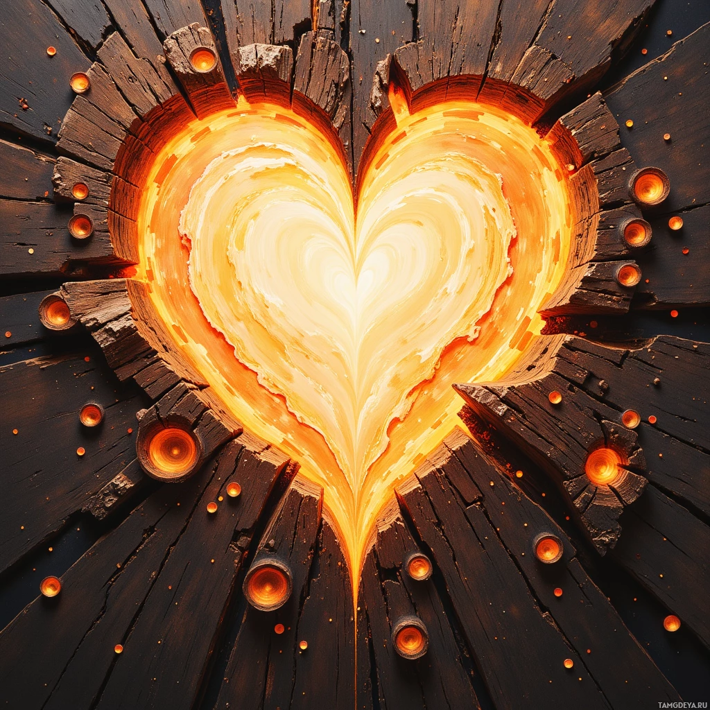 Semi-abstract image with many empty light space at center of beautiful background, that is suitable for the post:  The wood’s heartbeats sync with my hammer, each rhythm a promise of a new shape.