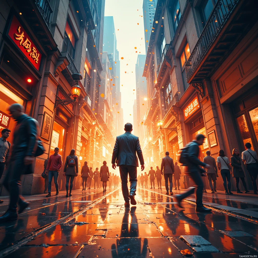 Semi-abstract image with many empty light space at center of beautiful background, that is suitable for the post:  The city hums like a jazz drum, and I am the restless conductor, twining chaos into a solo.