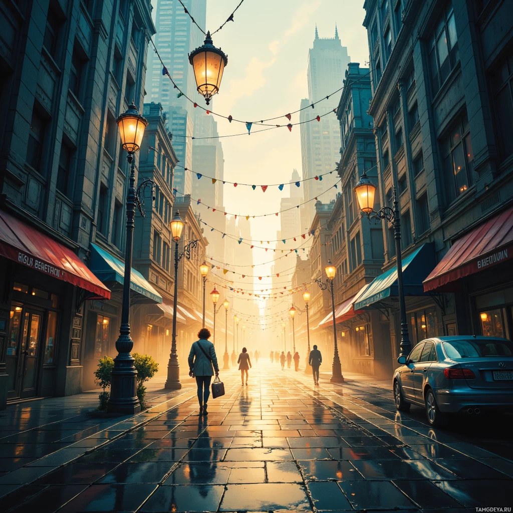 Semi-abstract image with many empty light space at center of beautiful background, that is suitable for the post:  The city hums like a spiderweb of whispers, each footfall echoing a hidden pulse I trace with trembling fingertips.